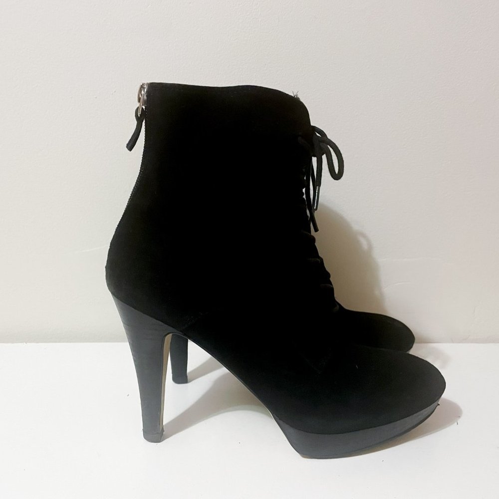 Franco Sarto Black Suede Stiletto boot Platform ankle Boot